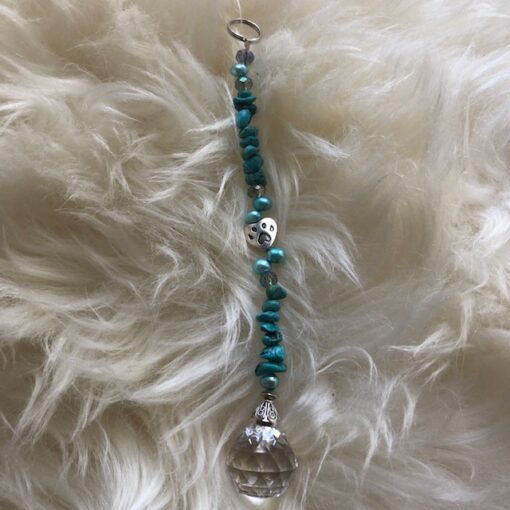 Turquoise, cultured pearls, crystals