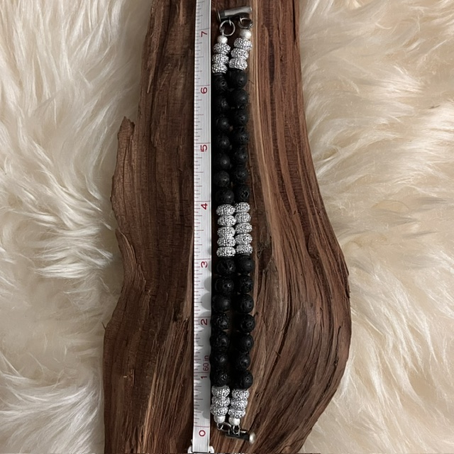 Double Black Lava & Silver Bling Bracelet - Image 6