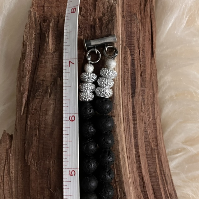 Double Black Lava & Silver Bling Bracelet - Image 7