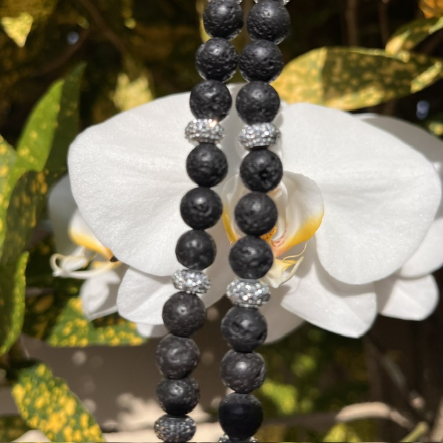 Double Black Lava & Silver Bling Bracelet - Image 5