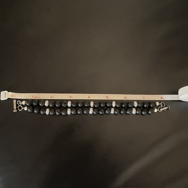 Double Black Lava & Silver Bling Bracelet - Image 6